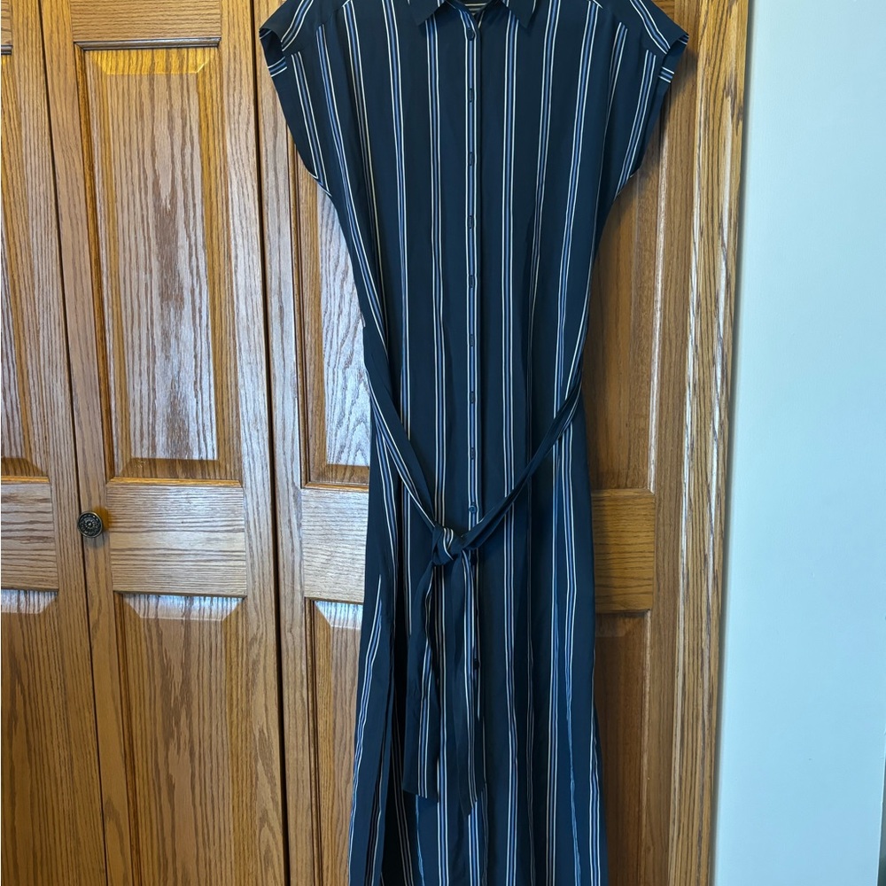 Club Monaco Navy Striped Maxi Dress